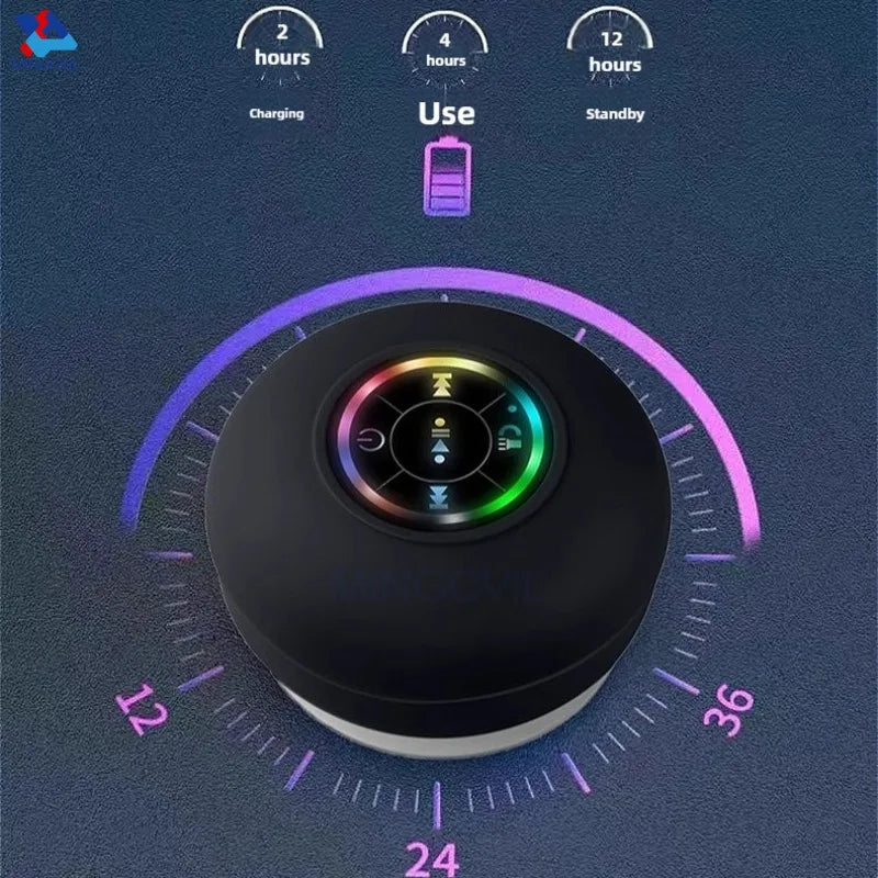 Mini Portable MINGCVIL Bluetooth Audio IPX4 Waterproof Led Lights Bathroom Outdoor Large Suction Cup Can Adsorbed Wall Speaker