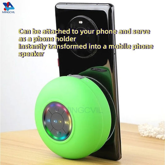 Mini Portable MINGCVIL Bluetooth Audio IPX4 Waterproof Led Lights Bathroom Outdoor Large Suction Cup Can Adsorbed Wall Speaker