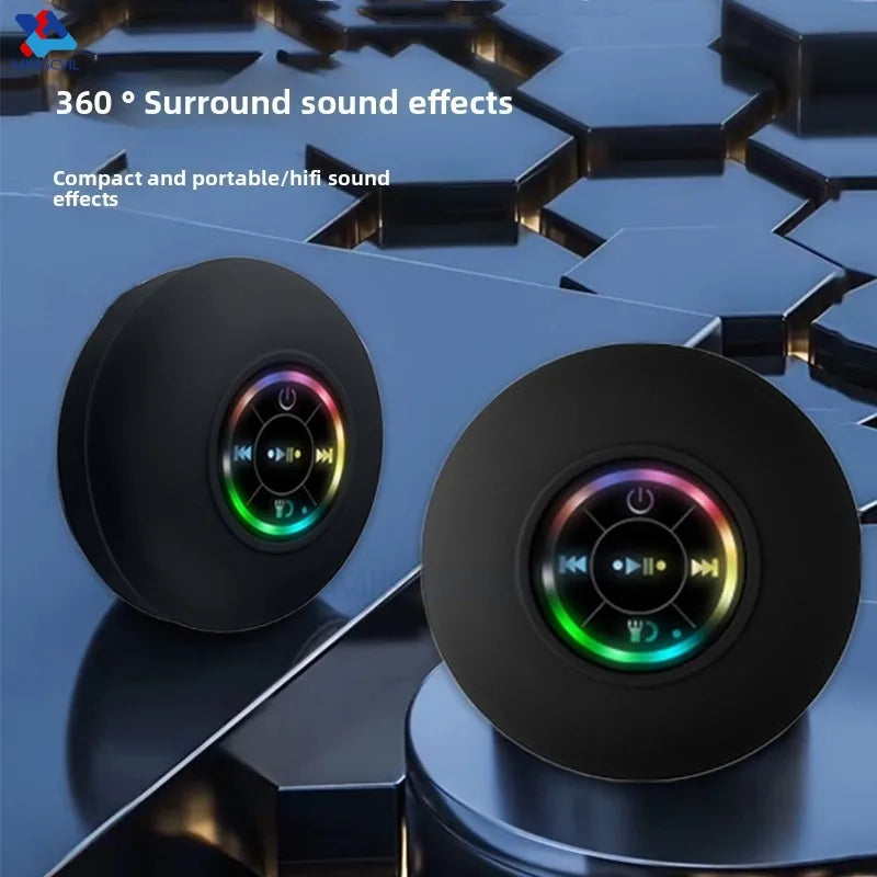 Mini Portable MINGCVIL Bluetooth Audio IPX4 Waterproof Led Lights Bathroom Outdoor Large Suction Cup Can Adsorbed Wall Speaker